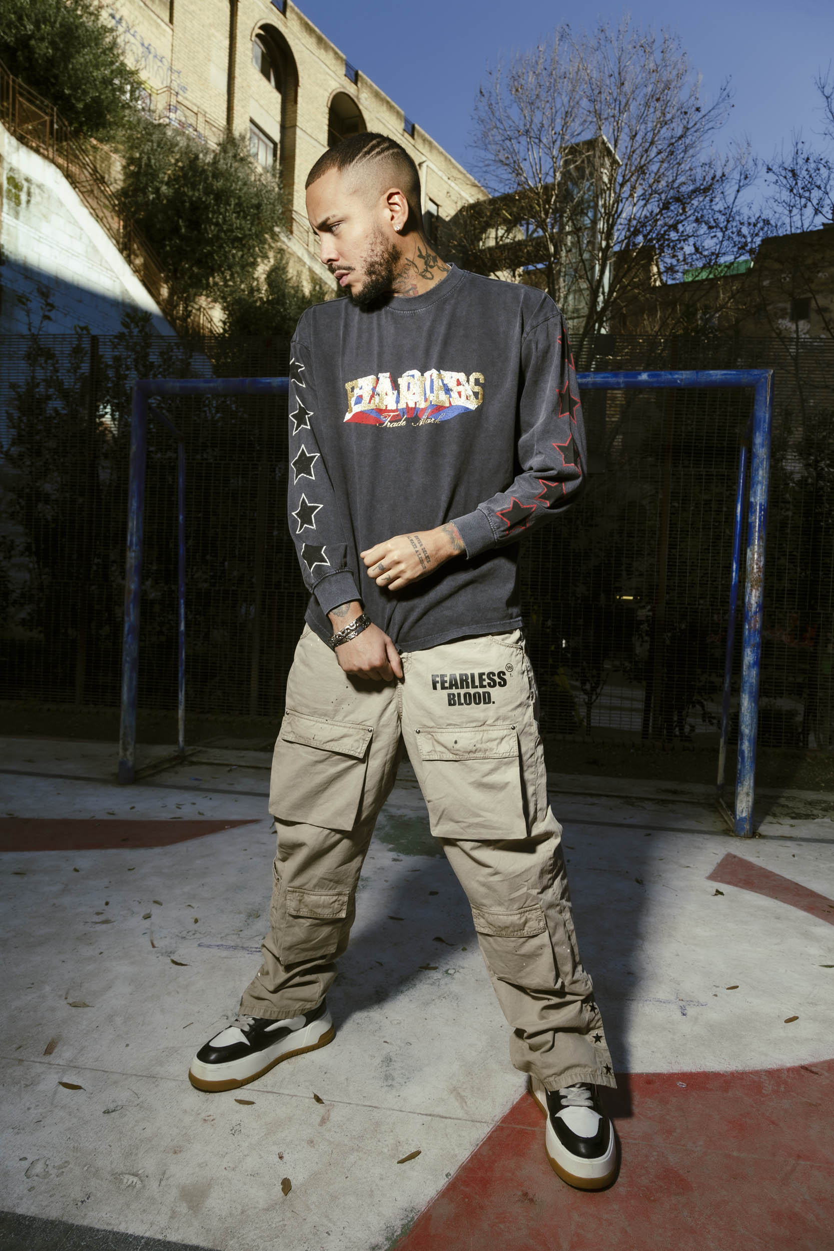 【CPGN STUDIO】23FW★ FEARLESS Layered Pigment Long Sleeve PDF Skull Long Sleeve （Black） -FASCINATE